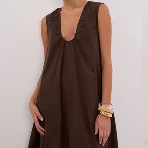 DISSH GABI BITTER CHOC OVERSIZED COTTON MIDI DRESS